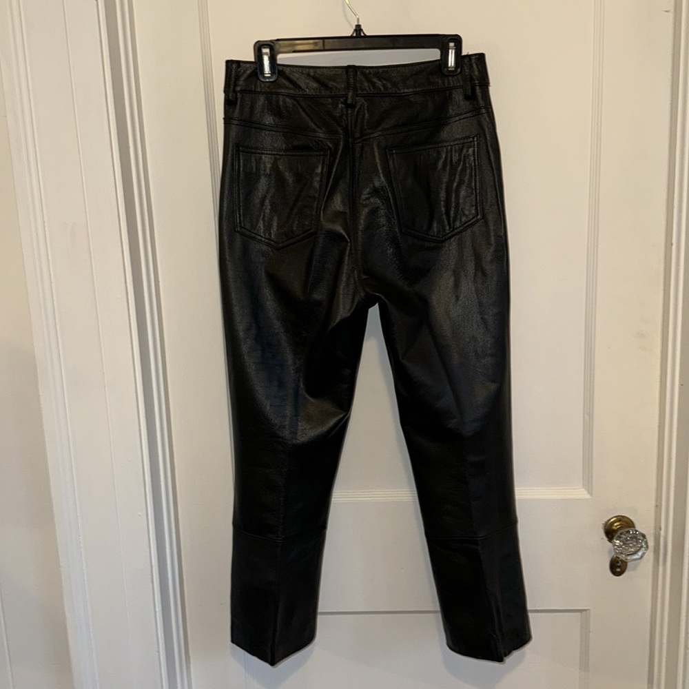 Cropped leather jean. SZ 10. Inseam 24". Waist laying flat is 14.5" across. EVC - Picture 3 of 5